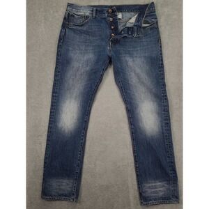 H&M & Denim Straight Leg Blue 2519Jeans Mens 34x32 Medium‎ Wash Button Fly
